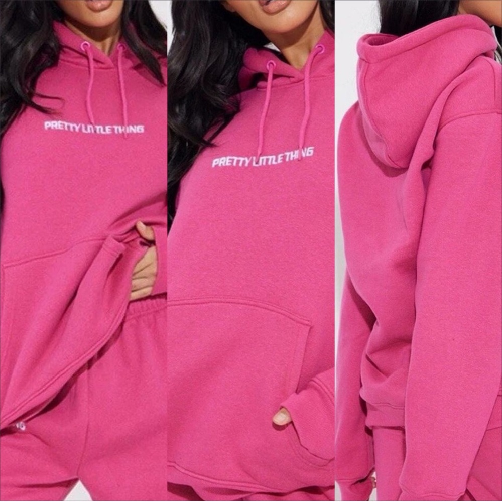 PrettyLittleThing Hot Pink Graphic Logo Hoodie